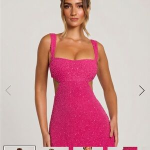Pink Beaded Cutout Bodycon Dress